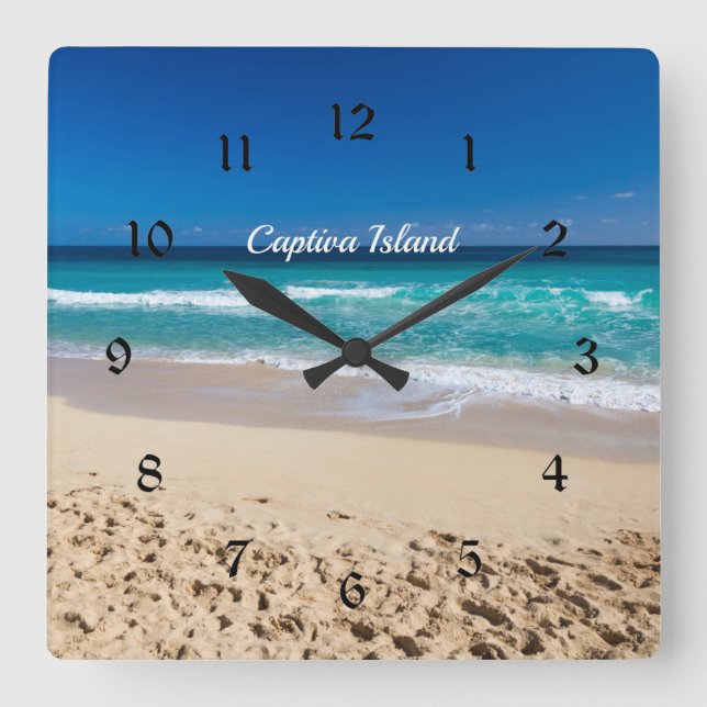 Captiva Island, Florida Quadratische Wanduhr (Vorderseite)