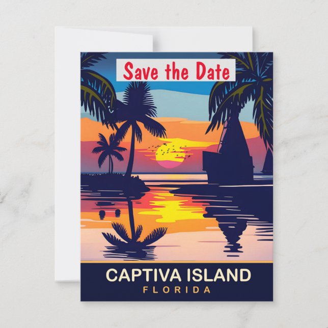 Captiva Island, Florida, Travel Postcard, Save The Date (Vorderseite)