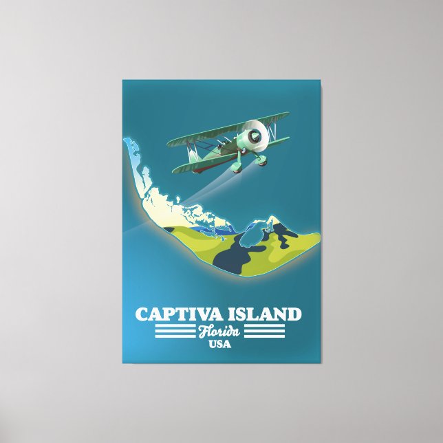 Captiva Island Florida USA Karte Leinwanddruck (Vorderseite)