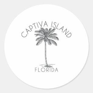 Captiva Island Strand Design Palmenbaum Illustrati Runder Aufkleber