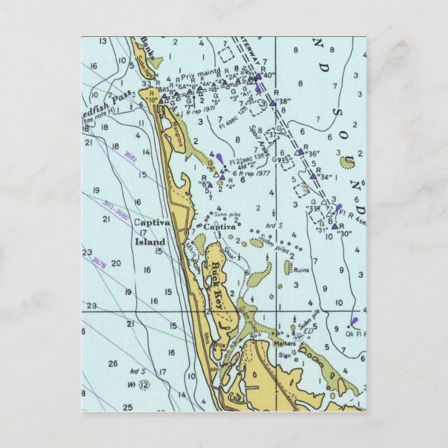 Captiva Island Vintage Wasserkarte Postkarte (Vorderseite)