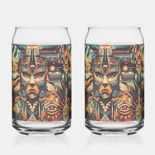 Captivant Blue "Mesoamerican Motif" 16oz Can Gla