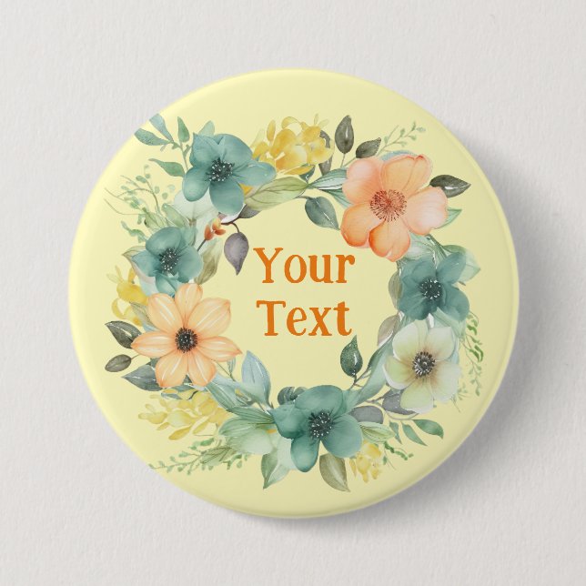 Captivating Blue Blume Wreath Lapel Emblem Button (Vorderseite)