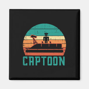 Captoon Boot Sonnenuntergang Retro Ponton Kapitän Magnet