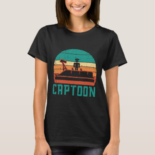Captoon Boot Sonnenuntergang Retro Ponton Kapitän  T-Shirt