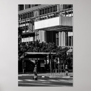 Captown Monochrome Cityscape Street Lifestyle Poster