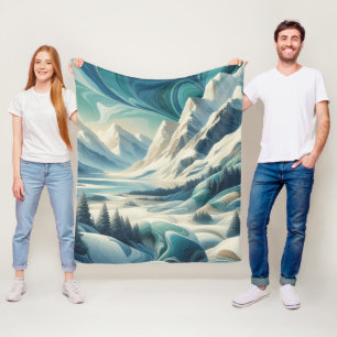 Capture Art Winter Scene & Snow and Ice Crystals Fleecedecke