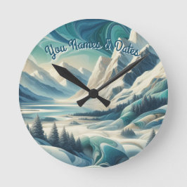 Capture Art Winter Scene & Snow and Ice Crystals Runde Wanduhr