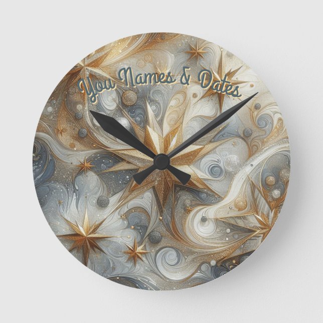Capture Art Winter Scene & Snow and Ice Crystals Runde Wanduhr (Vorderseite)