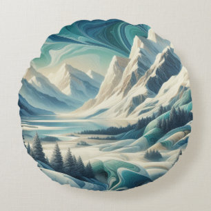 Capture Art Winter Scene & Snow and Ice Crystals Rundes Kissen