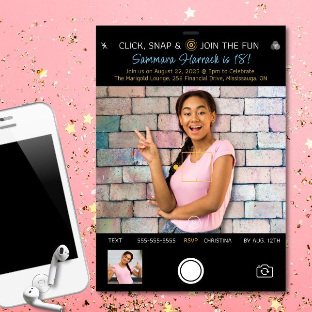 Capture d'écran Anniversaire Photo Invitation (Fun, modern photo-themed birthday invitation for all ages.)