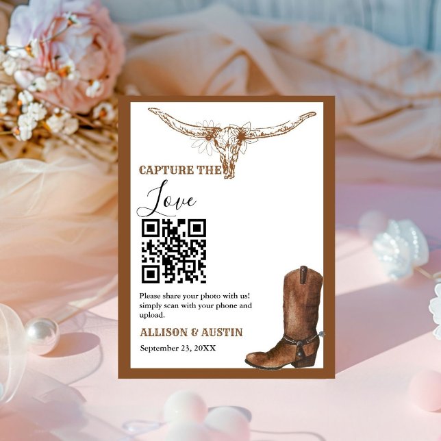 Capture Liebe QR Code Western Cowboy Stiefel Hochz Sockelschild (Von Creator hochgeladen)
