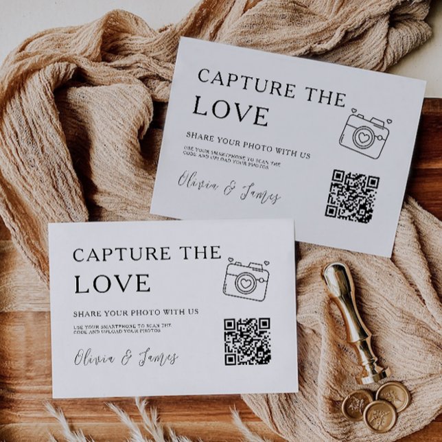 Capture moderne Le Modèle Love Card, Code QR (Modern Capture The Love Card Template, QR Code)