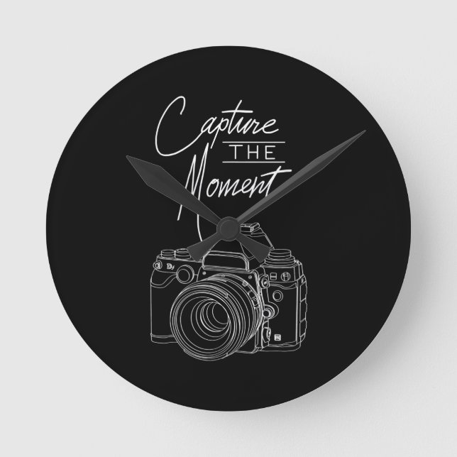 Capture Moment Kamera Fotograf. Runde Wanduhr (Vorderseite)