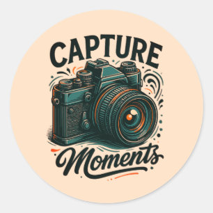 Capture Moments Retro-Kamera-Kunst-Aufkleber Runder Aufkleber