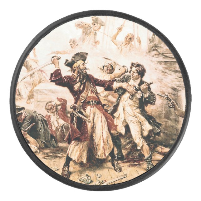 Capture, Pirate Blackbeard, Königin Anne's Rache Eishockey Puck (Vorderseite)