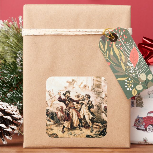 Capture, Pirate Blackbeard, Königin Anne's Rache Quadratischer Aufkleber (Feiertag)