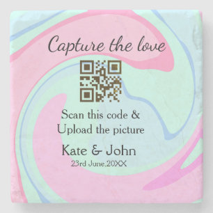 Capture the Liebe add QR Scan marmorfarben blau mi Steinuntersetzer