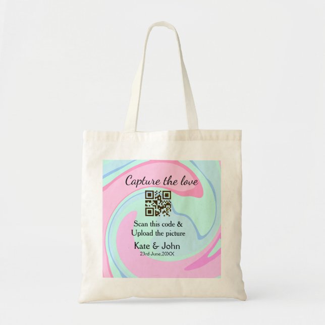 Capture the Liebe add QR Scan marmorfarben blau mi Tragetasche (Vorne)