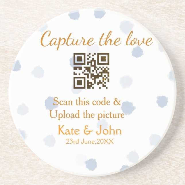Capture the Liebe add QR scan upload image blue Getränkeuntersetzer (Vorne)