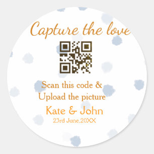 Capture the Liebe add QR scan upload image blue Runder Aufkleber