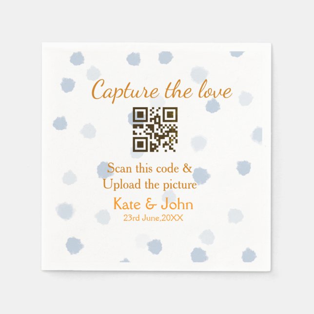 Capture the Liebe add QR scan upload image blue Serviette (Vorderseite)