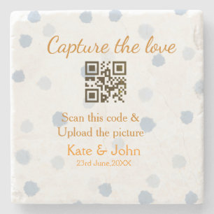 Capture the Liebe add QR scan upload image blue Steinuntersetzer