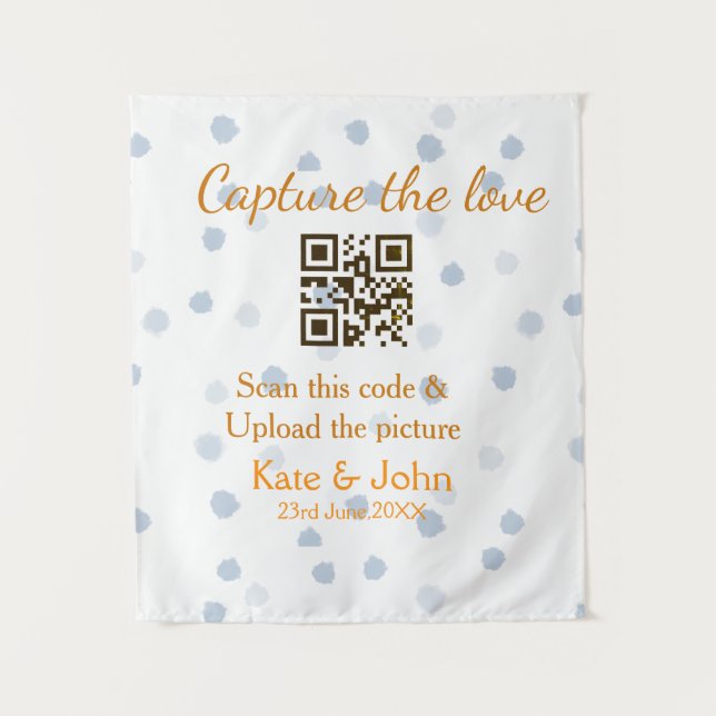 Capture the Liebe add QR scan upload image blue Wandteppich (Vorderseite)