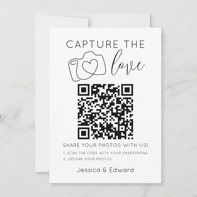 Capture the Liebe QR Code Black Chic Moderne Hochz (Vorderseite)