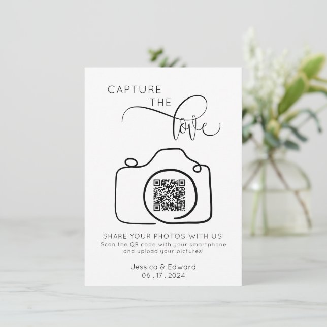 Capture the Liebe QR Code Black Chic Moderne Hochz (Stehend Vorderseite)
