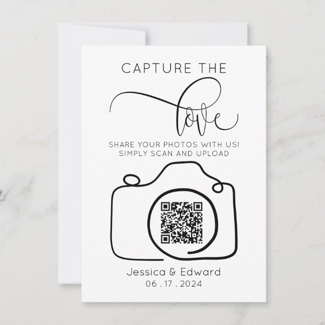 Capture the Liebe QR Code Black Chic Moderne Hochz (Vorderseite)