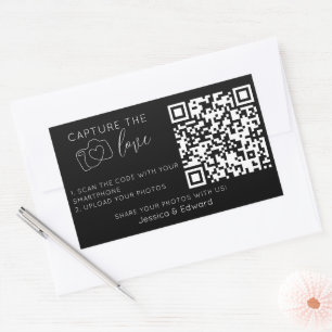 Capture the Liebe QR Code Black Chic Moderne Hochz Rechteckiger Aufkleber