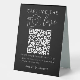 Capture the Liebe QR Code Black Chic Moderne Hochz Tischaufsteller