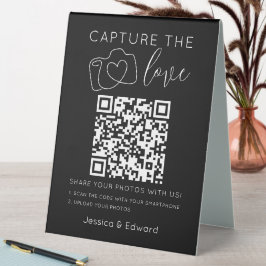 Capture the Liebe QR Code Black Chic Moderne Hochz Tischaufsteller