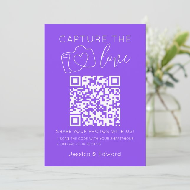 Capture the Liebe Qr Code Lavender Indigo Moderne (Stehend Vorderseite)
