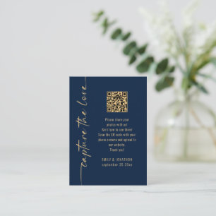 Capture the Liebe QR Code Navy Gold Wedding Card Begleitkarte
