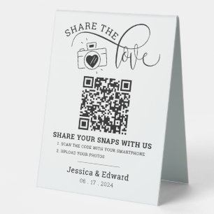 Capture the Liebe Qr Code Schwarz-weiß Chic Weddin Tischaufsteller