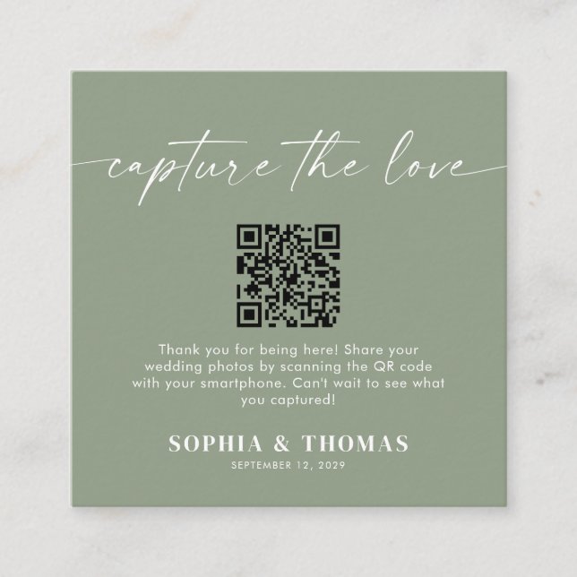 Capture the Liebe QR Code Wedding Foto Sharing Begleitkarte (Vorderseite)