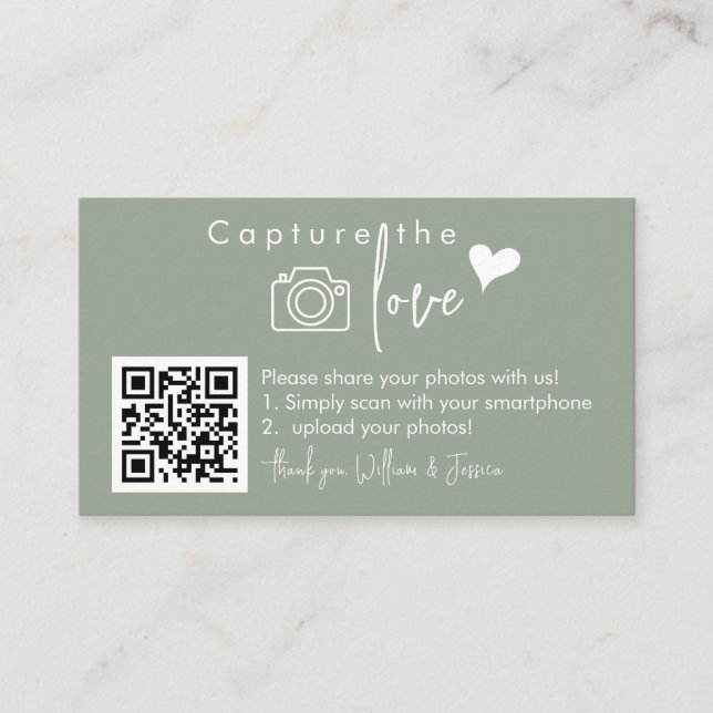 Capture the Liebe QR Code, Wedding Foto Signs Begleitkarte (Vorderseite)