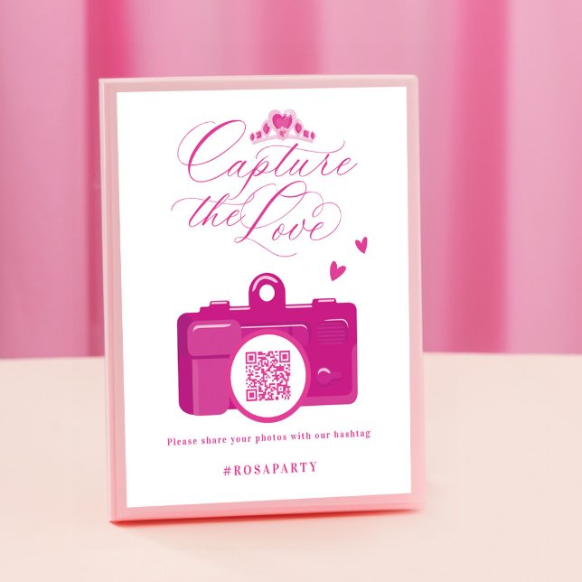 Capture the Liebe Quinceanera Pink Camera QR Code Poster (Capture the Love Quinceanera Pink Camera QR Code Poster)