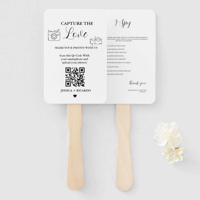 Capture the Liebe Wedding QR Code Card, Foto Card Fächer (Vorne und Hinten)