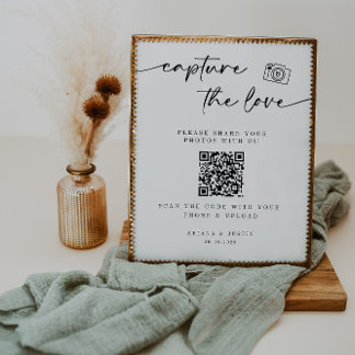 Capture the Liebe Wedding Sign with QR Code Poster