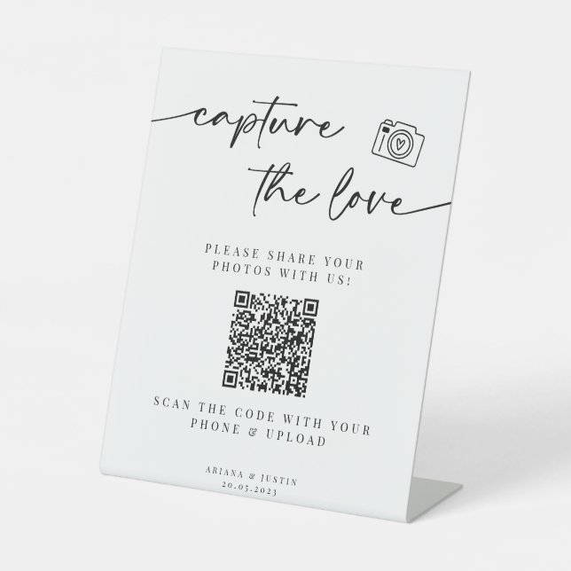 Capture the Liebe Wedding Sign with QR Code Sockelschild (Vorderseite)