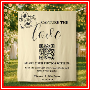 Capture The Love Butter Yellow QR Hochzeitskulisse Wandteppich