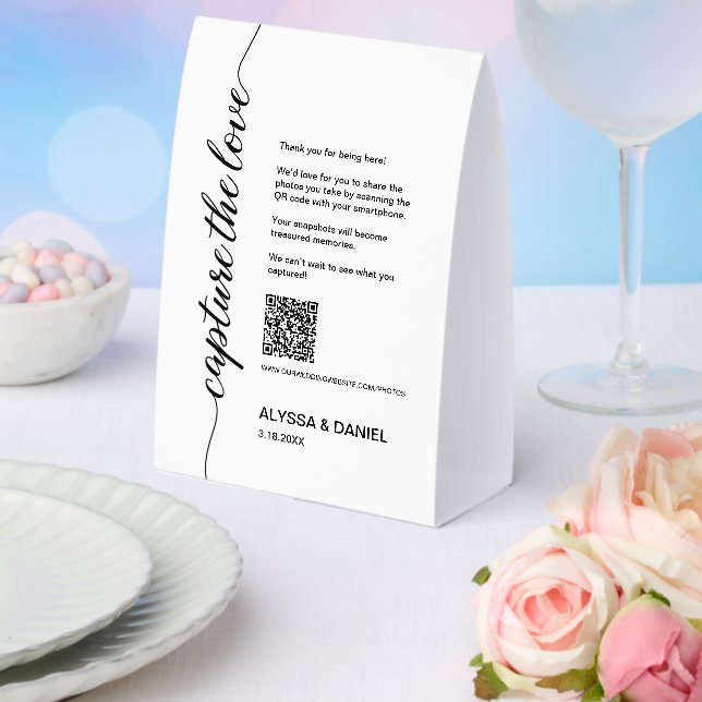 Capture the Love Wedding Photo share QR Code  Tischaufsteller (In Situ (Hochzeit))