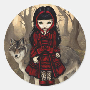 "Capuchon rouge autocollant en automne"