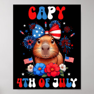 Capy 4. Juli Capybara Patriotisches Florales Kostü Poster