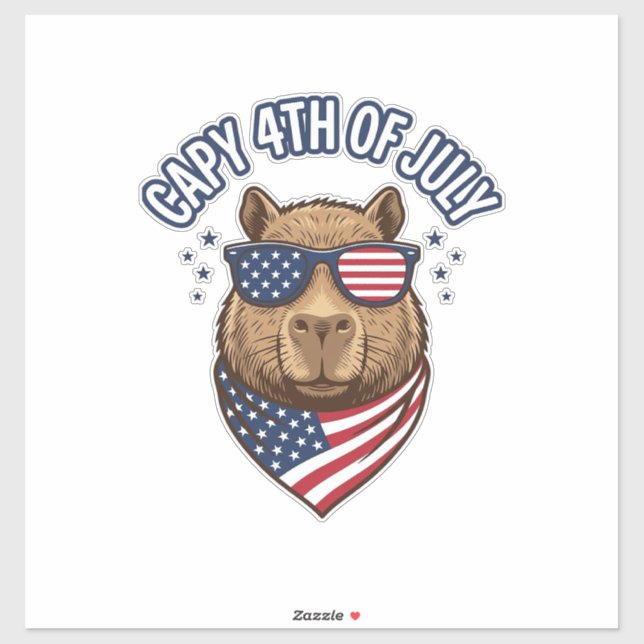 Capy 4. Juli Patriotischer Capybara Vektor Design_ Aufkleber (Blatt)