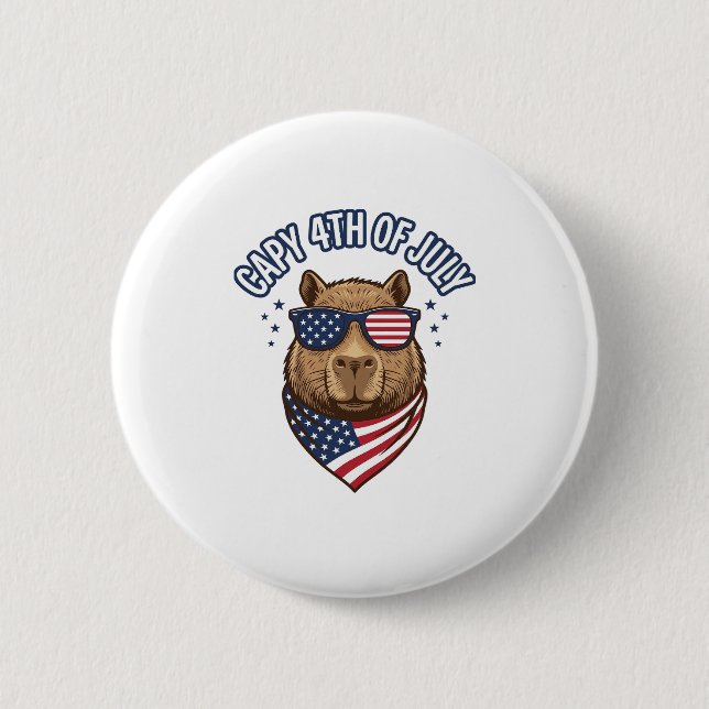 Capy 4. Juli Patriotischer Capybara Vektor Design_ Button (Vorderseite)