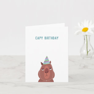 "Capy Birthday" Capybara Party Hat   Leere Innen Karte